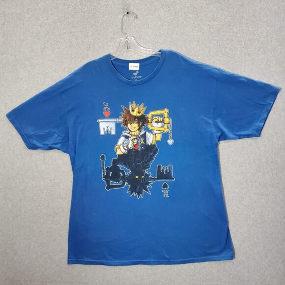 Kingdom Hearts Men Shirt XL Blue Sora Heart of the Heartless Tee Fury Tee READ‎